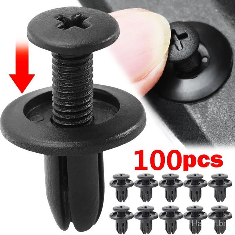50/100/30pcs Rebites de Plástico de 8mm Fixadores Parafuso Para-choque de Carro Preto Rebite Clips de Fixação para Carro