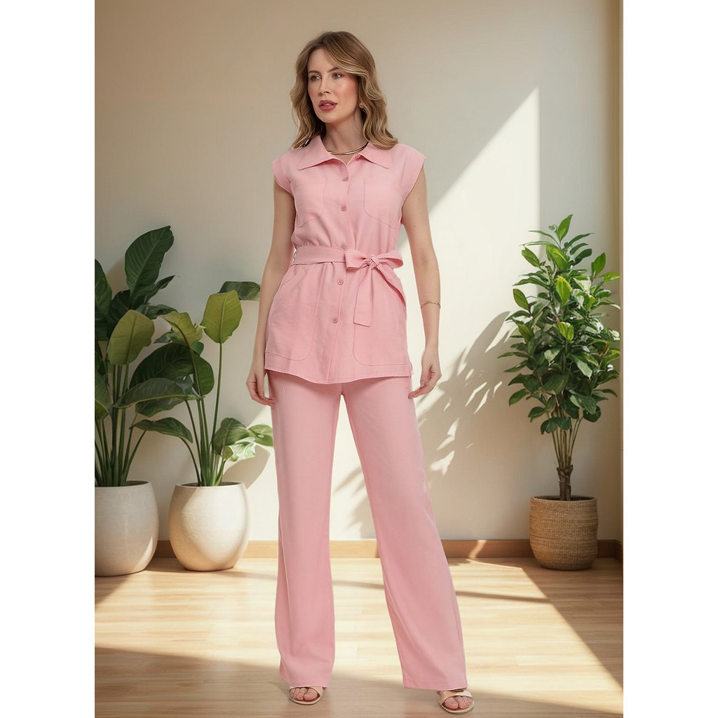 Conjunto Feminino Marrant Blusa Alongada Com Calça em Oferta na Shopee