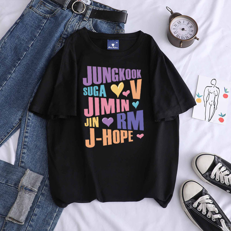 Camiseta Unissex Masculina e Feminina BTS Jungkook Jimin V J-Hope RM Jin KPop Estilosa Confortável Moderna Moda