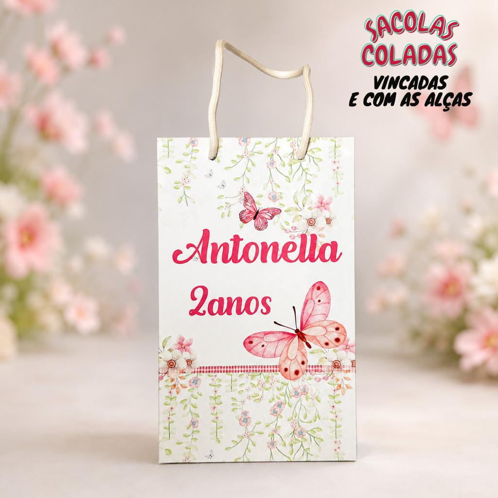 Sacolinha P borboleta/ borboleta rosa/ menina Personalizados /Lembrancinha de Festa /Aniversário