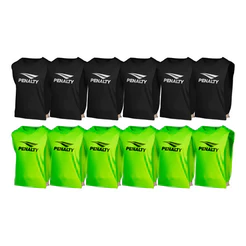 Kit 12 Colete Treino Penalty Futebol Adulto Leve 6x6 Verde e Preto Treinamento Esportivo Time Futsal