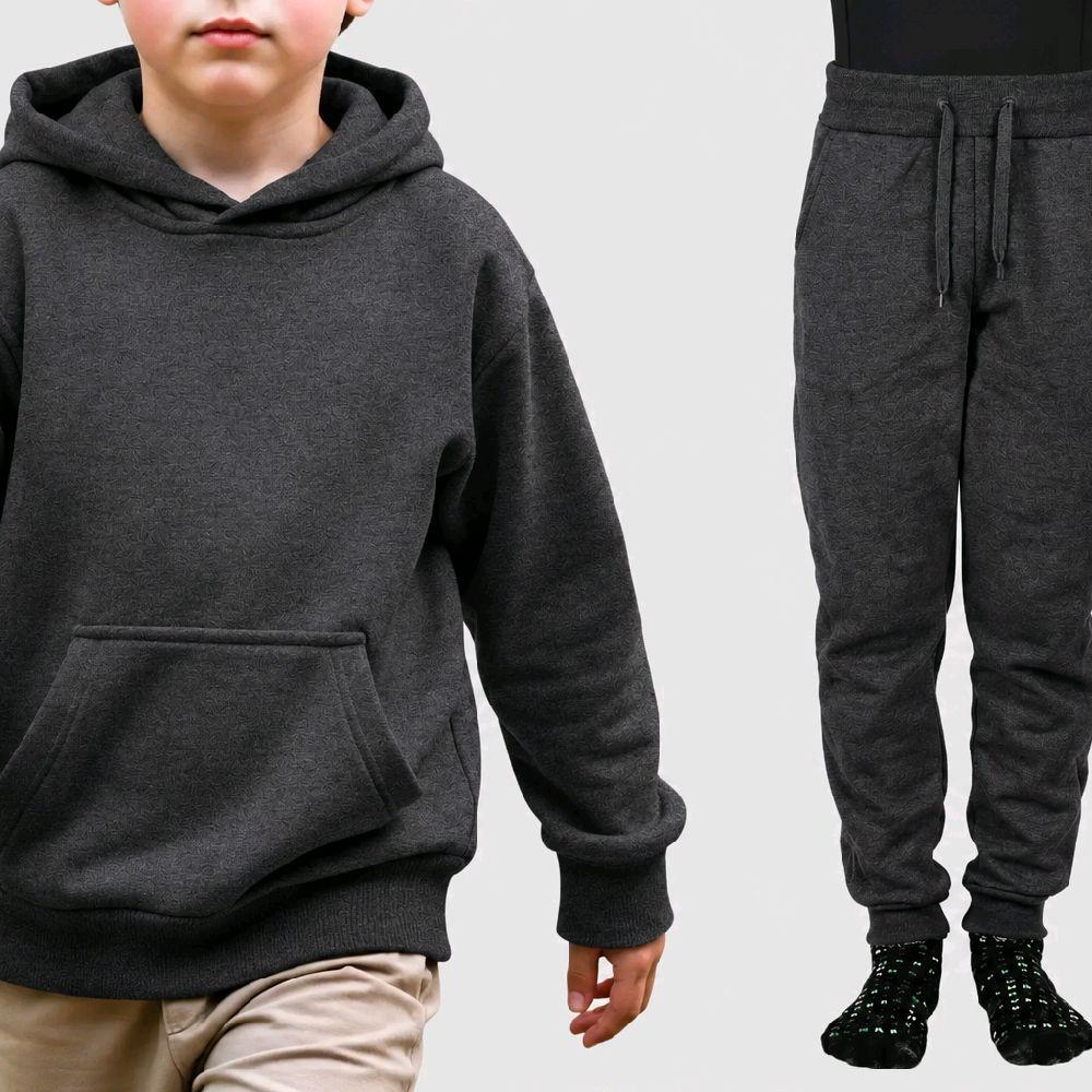 Conjunto Moletom Infantil Canguru Flanelado Com Capuz Blusa e Calça Jogger Confortável Inverno Menino