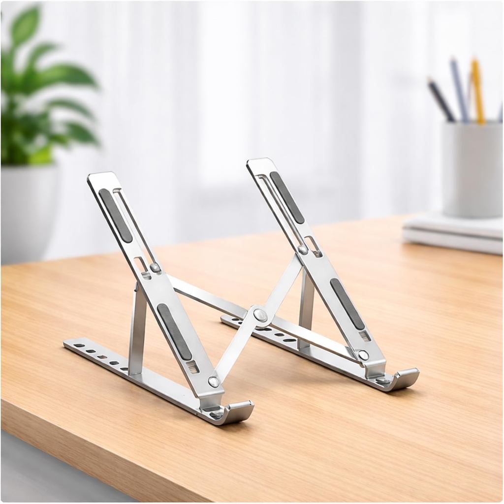 Suporte portátil dobrável para laptop, suporte para laptop ajustável em altura em liga de alumínio, suporte ergonômico p
