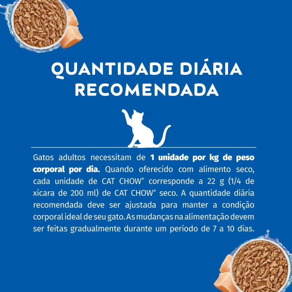 Kit 15 Sachê Cat Chow Gatos Adultos Ração Úmida Carne 80g