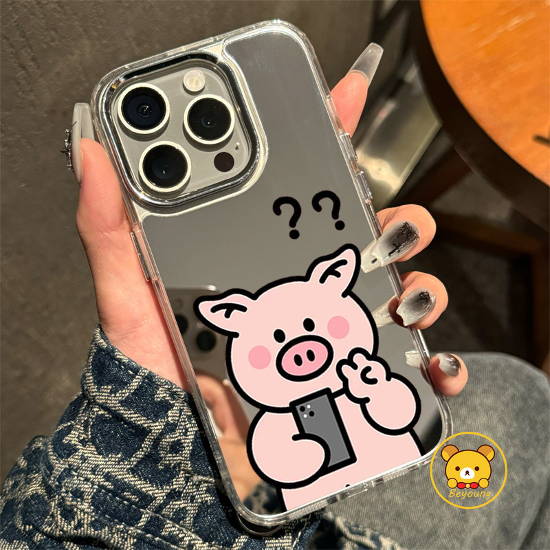 Engraçado Rosa Porco Espelho Caixa Para Samsung Galaxy A35 A34 A33 A25 A24 A23 M23 M13 A73 A72 A71 A70S A55 A54 A53 A52S