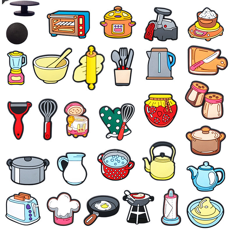 BLJE Julho Novos Encantos De Sapato Acessórios Dos Desenhos Animados Utensílios De Cozinha Série Sandálias Pingente Botã