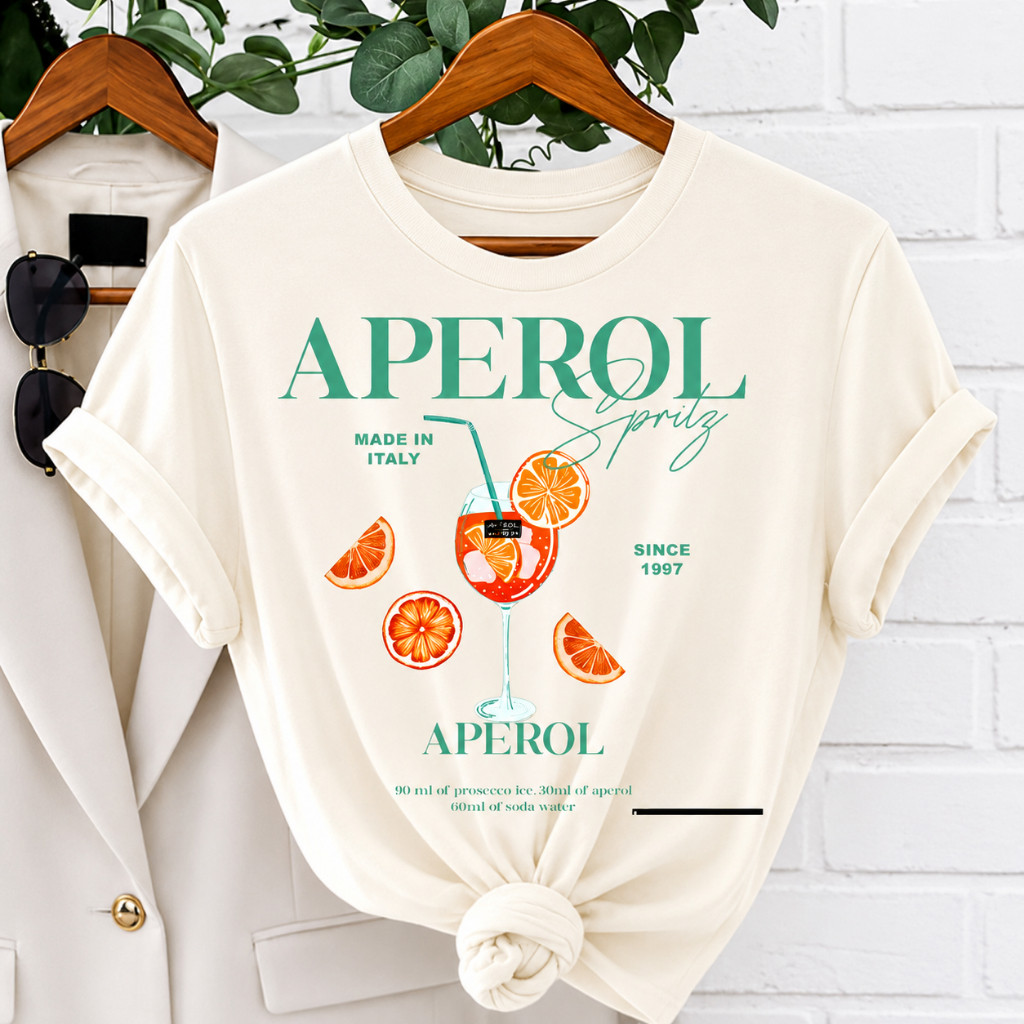 Camiseta Aperol Spritz Feminina Estampa Exclusiva Moda Casual Confortável Tendência 2026