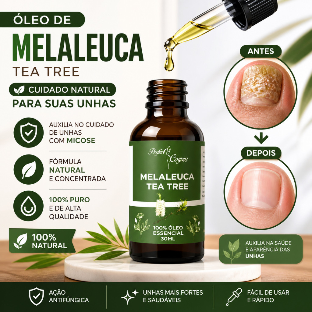 Óleo Essencial De Melaleuca 100% Puro 30ml Contra Micose