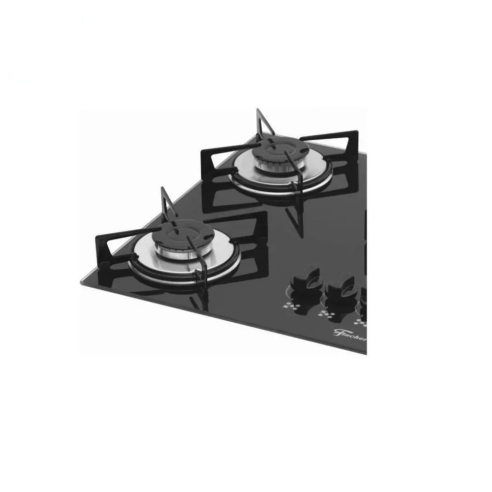 Cooktop a Gás Fischer 5 Bocas com Mesa de Vidro Preto – Bivolt