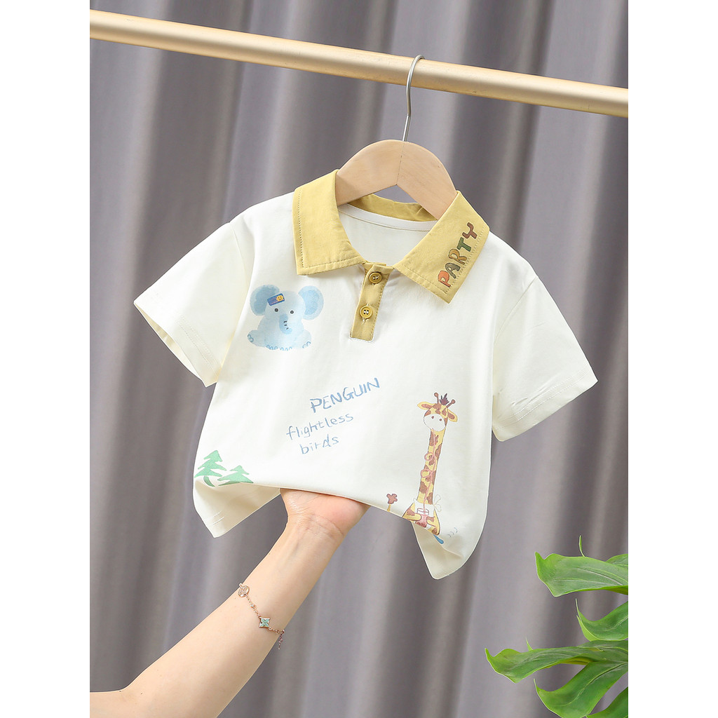Meninos verão camisa Polo bebê crianças bebê cor-bloqueio puro algodão de manga curta camiseta crianças moda meia manga 