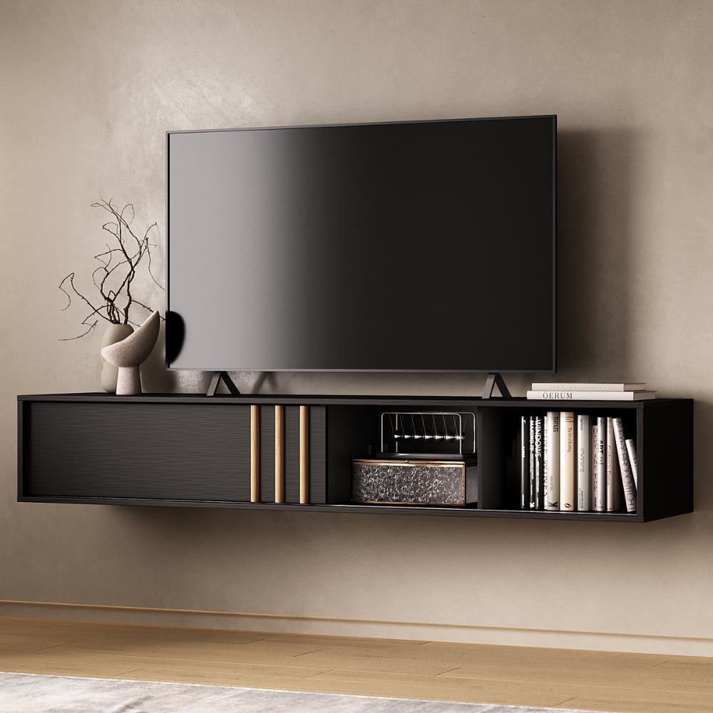 Rack Suspenso para TV Linea Carraro Preto Touch
