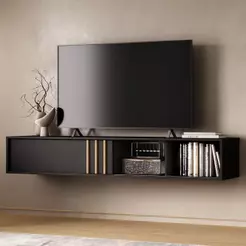 Rack Suspenso para TV Linea Carraro Preto Touch