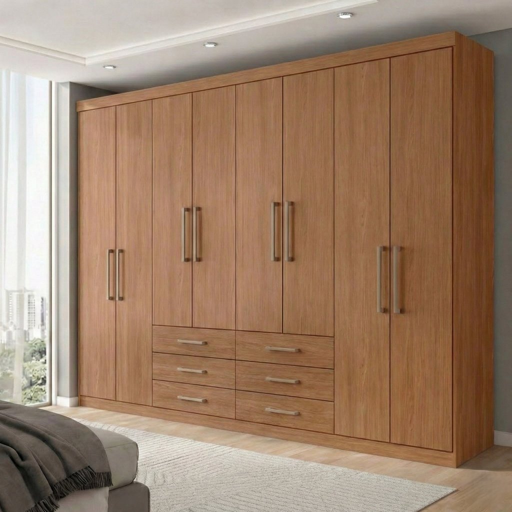 Guarda Roupa Casal 8 Portas 6 Gavetas Master Marrom/Jatobá Jatoba