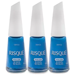 Kit 3 Esmalte Risqué Cremoso Nova Cor Se Solta no Blues 8ml