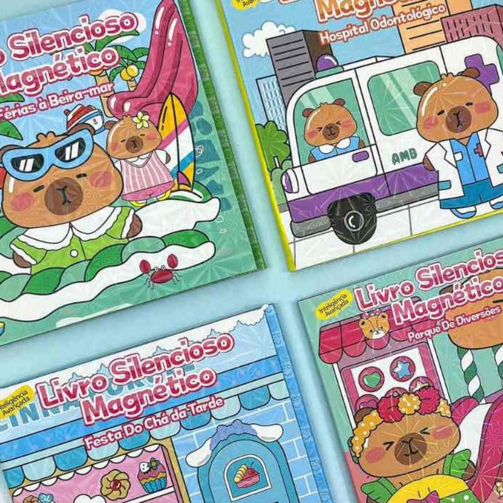 Livro Magnético Capivara Infantil Com Imãs – 4 Cenários Interativos Para Criar e Aprender Brincando