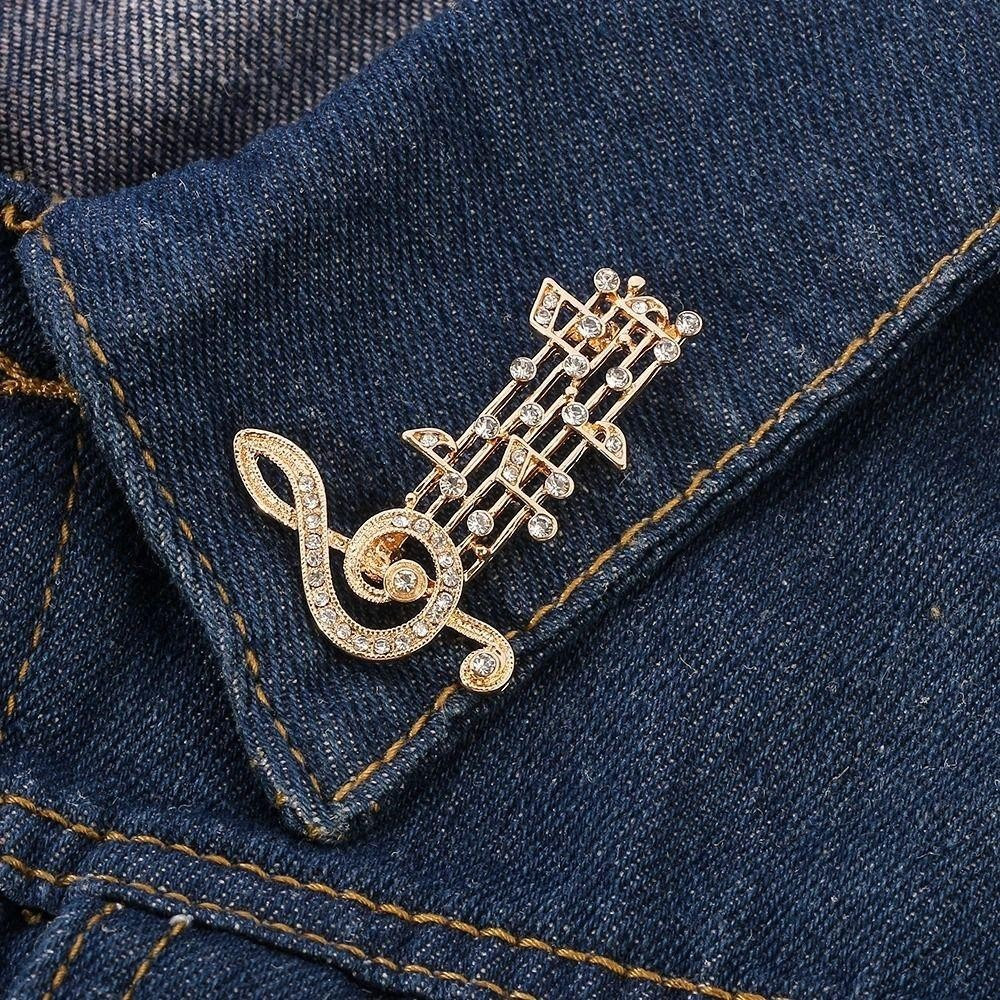Acessórios de Broche Femininos Fofos para Uso Diário: Guitarra Luxuosa, Trombone, Violino, Saxofone, Partitura Musical