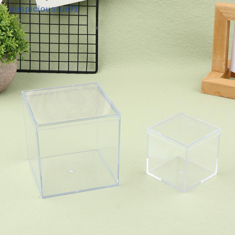 1Pc Caixas Acrílicas Transparentes Com Capa Organizador De Plástico Pequeno Presente Quadrado Paing Caixa Recipiente De 
