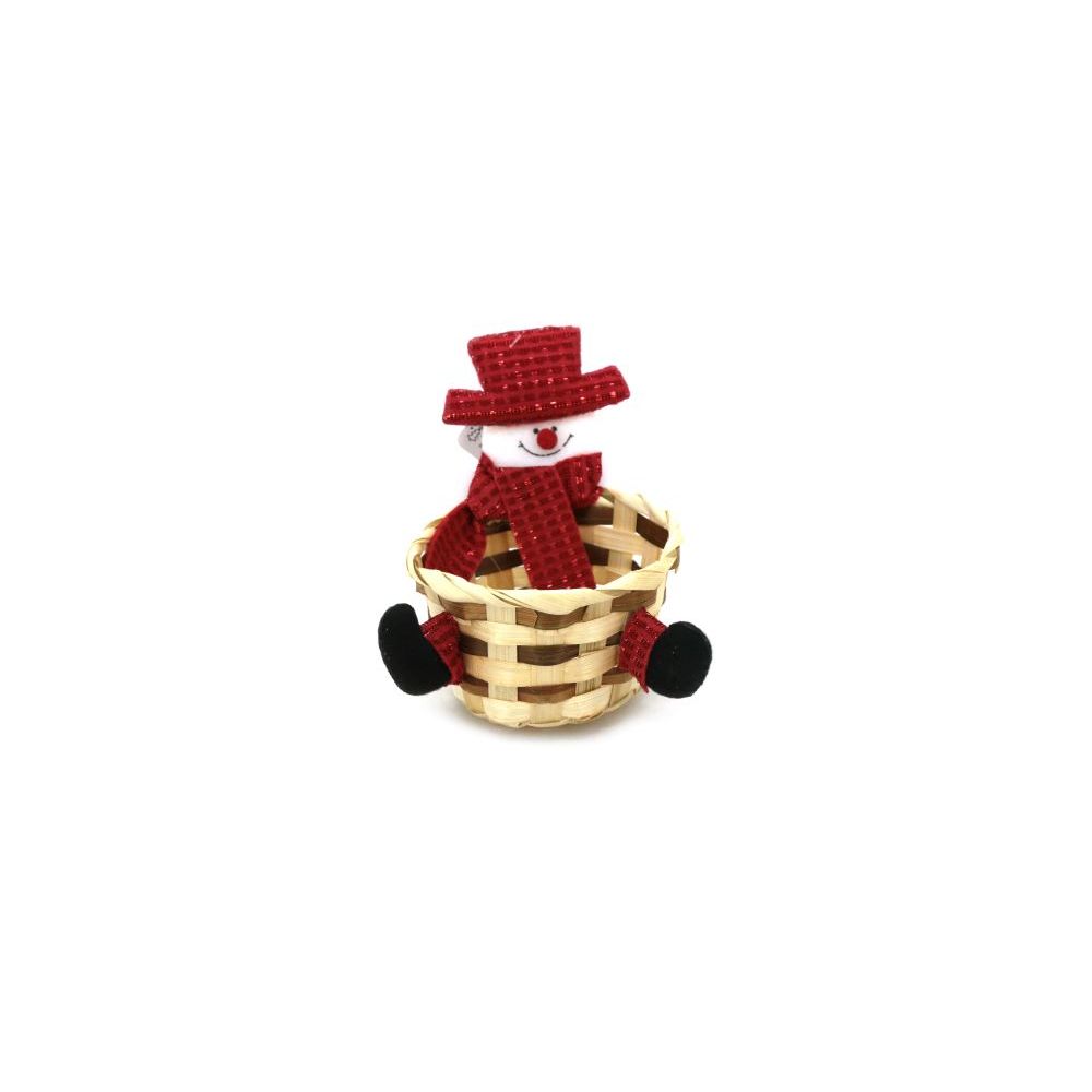 Enfeite Cesta de Natal Le com Figuras Luxo Vermelha 13x11cm
