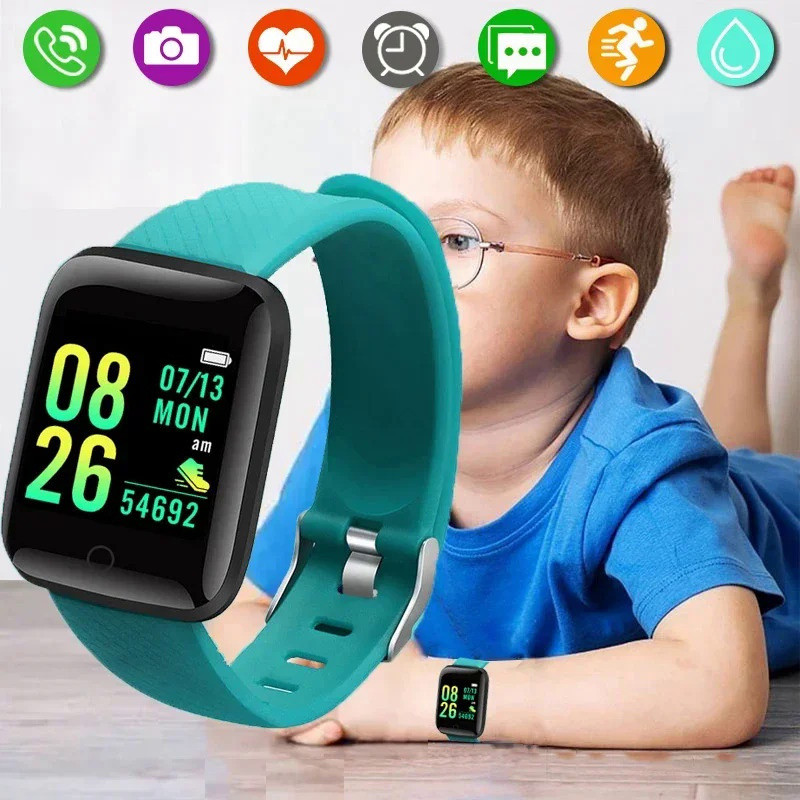 Crianças Esportes Smartwatch LED Digital À Prova Dwaterproof Água Monitor Rastreador De Fitness Relógio Cintura Para