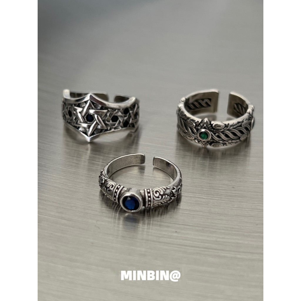 Diamante Preto/Diamante Azul/Diamante Verde!Anel ajustável meninos europeu americano nicho High-End Design anel de dedo 
