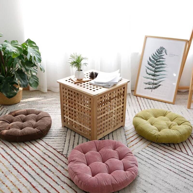 Imagem [Novo produto] Almofada de tecido estilo japonês espessada Futon quadril almofada redonda meditação meditação almofada d