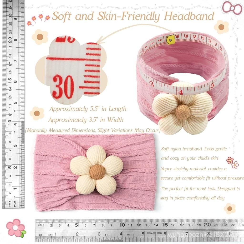 CÉLLOT 5 Peças de Faixas de Cabelo com Flores para Bebês, Faixas de Nylon Macias para Meninas, Acessórios de Cabelo para