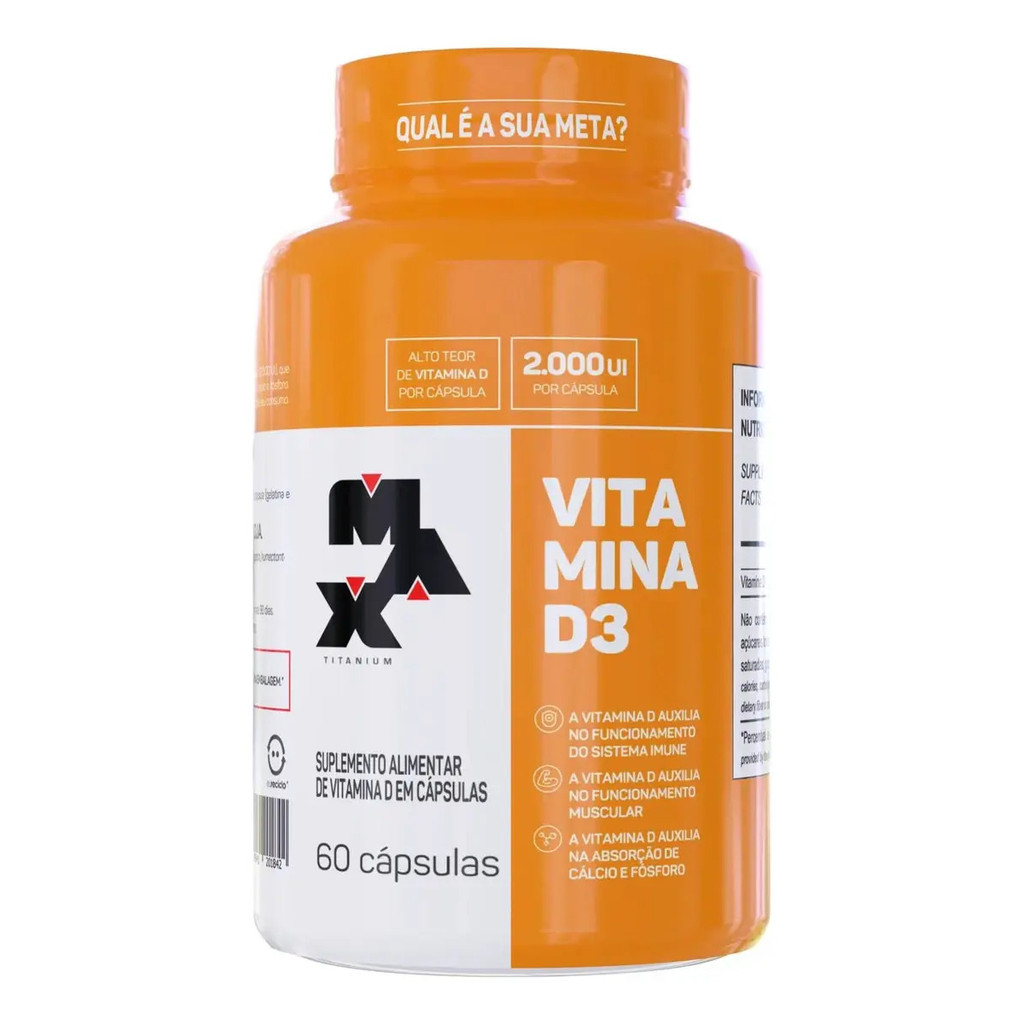 Vitamina D3 Pote 60 Capsulas Max Titanium
