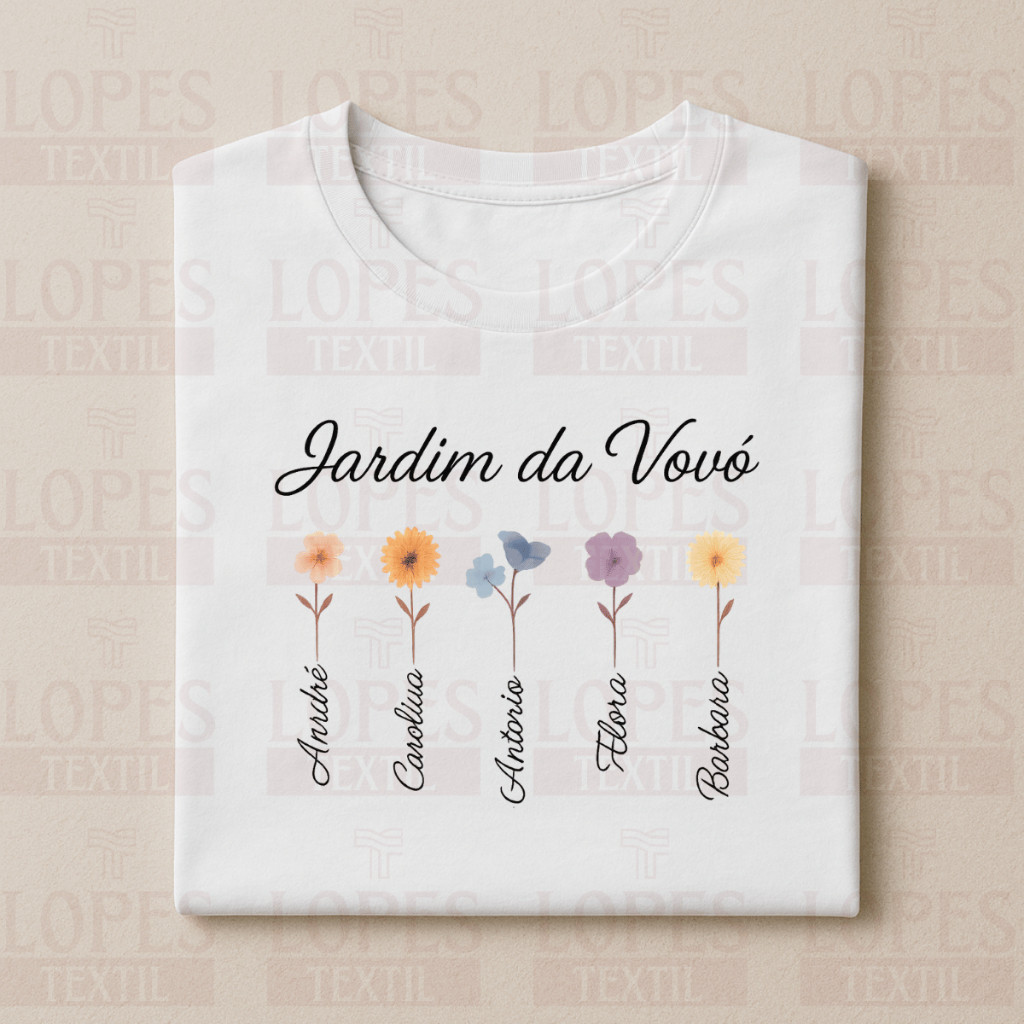 Camiseta Personalizada Jardim da Vovó 100% Algodão Premium