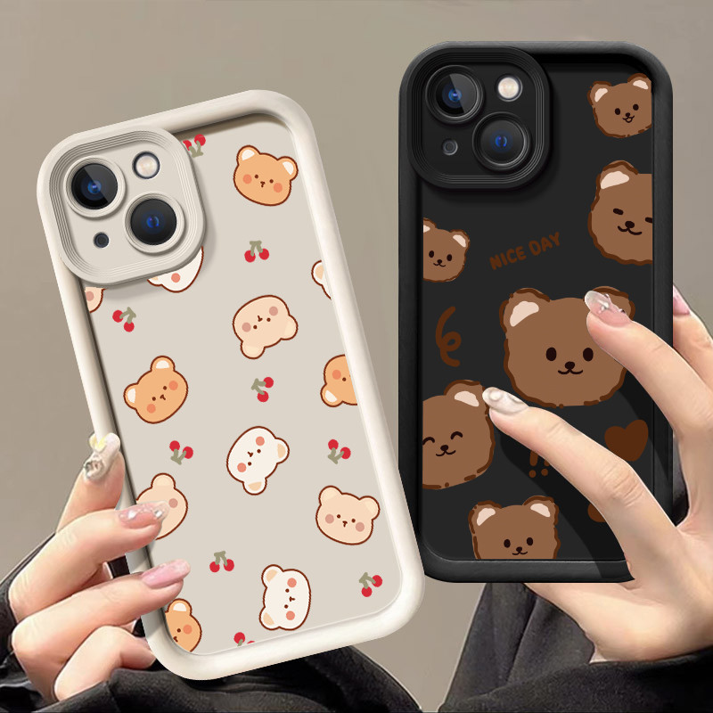 Casal Bonito Dos Desenhos Animados Urso Impressão Caso De Telefone Compatível Para Samsung A15 A21S A22 A23 A24 A25 A31 