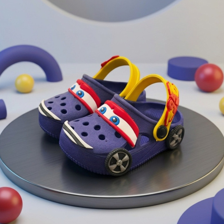 Babuche Masculino Confortável Sandália Vermelho Juvenil Personagem Carros Kids Antiderrapante Para Praia e Piscina
