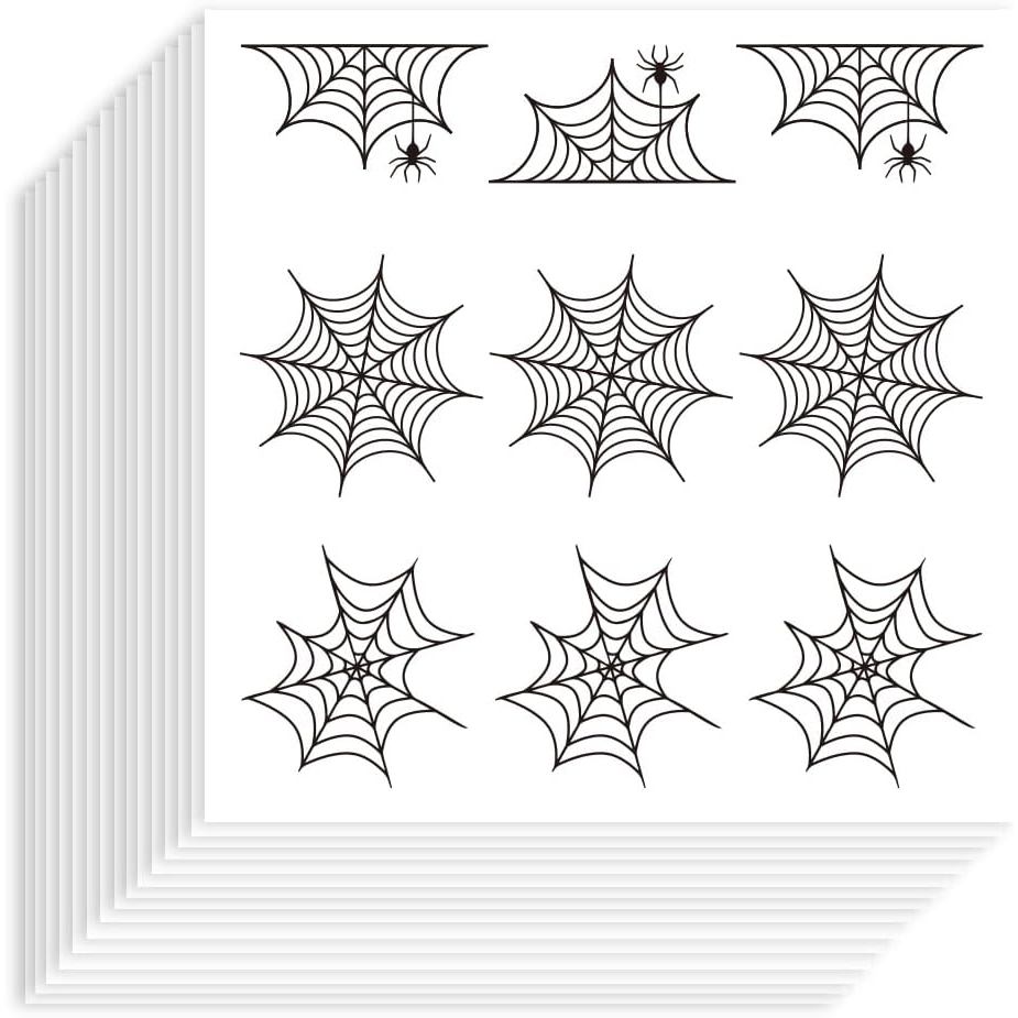 180 Adesivos de Teia de Aranha de 1 Polegada, Adesivos Decorativos de Papel Autoadesivo, Impermeáveis, Decalques de Teia