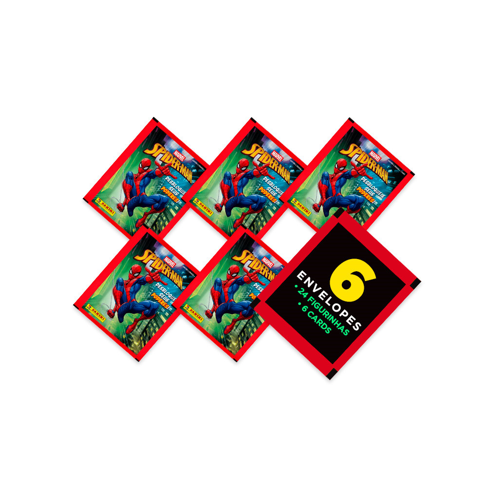 Homem-Aranha Kids Pack 6 Envelopes (24 Figurinhas+6 Cards) - Marvel - Oficial Panini