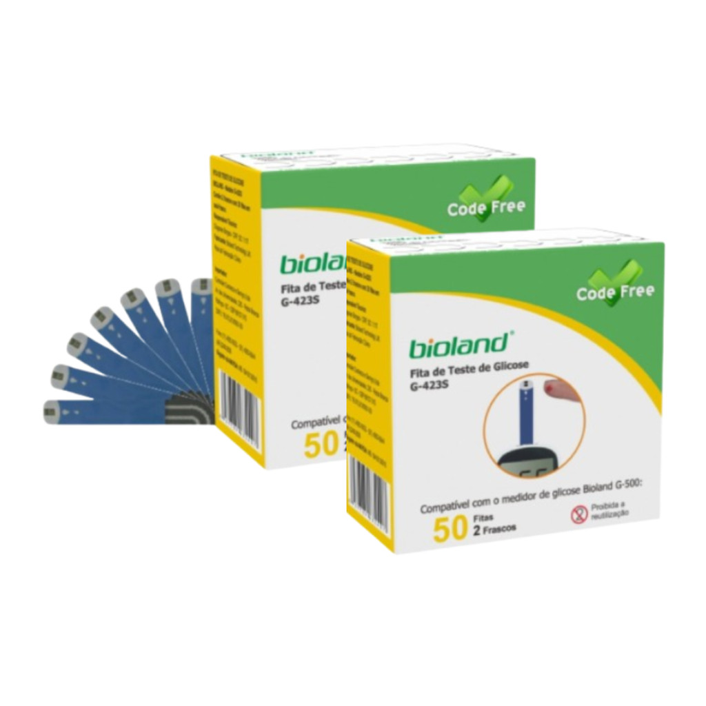 100un Fitas Teste De Glicose Glicemia G-423s Bioland