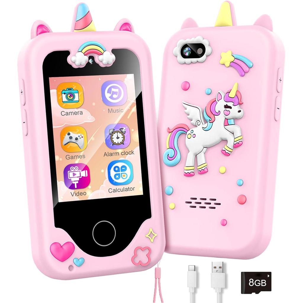Smartphone Infantil com Câmera Dupla, Jogos e Reprodutor de Música, Brinquedo Educativo p…