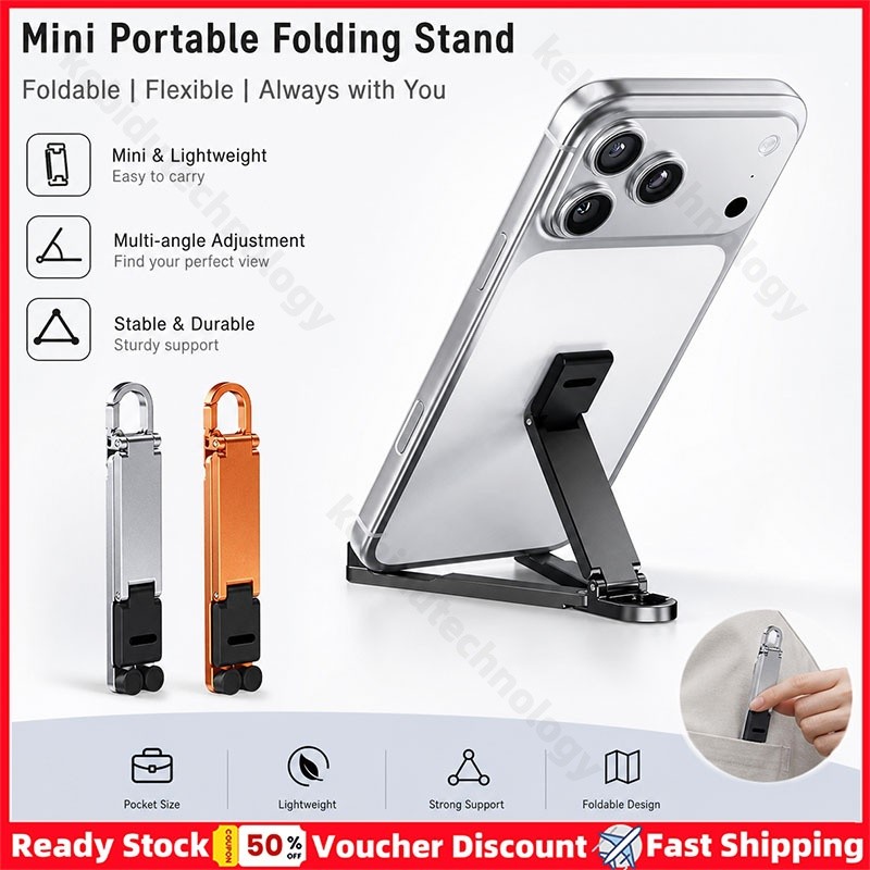Suporte Portátil DePlastic Para Telefone Mini Dobrável Com Clipe Mosquetão Estável Chamadas De Vídeo Assistir Filmes E V