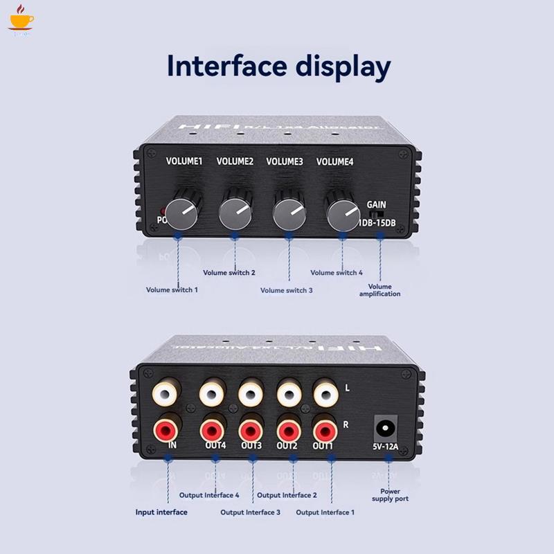 Comutador De Áudio Estéreo De 4 Vias 1 Em 4 Saídas L/R Jack Sound Channel Audio Switcher