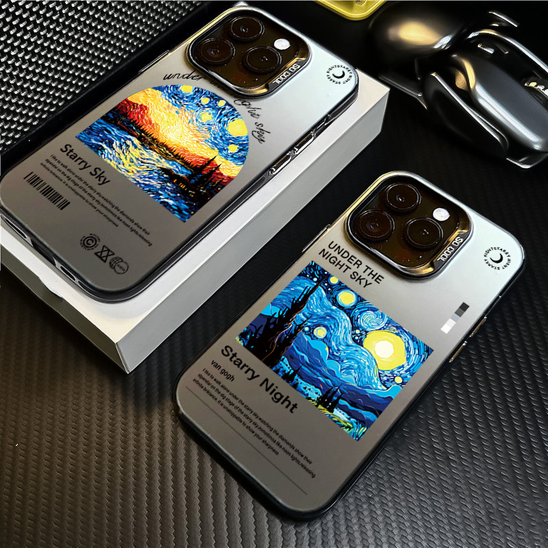 Capa De Telefone Dura Para Samsung A56 A06 A16 A55 A26 A36 4G A54 A53 A52 5G A12 A32 A Noite Estrelada Pintura Óleo