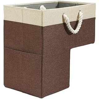 Cesta De Escada Fenteer Com Alças , Organizador Dobrável De Armazenamento 16x10x16 Em Escadas Para Carpete , Marrom