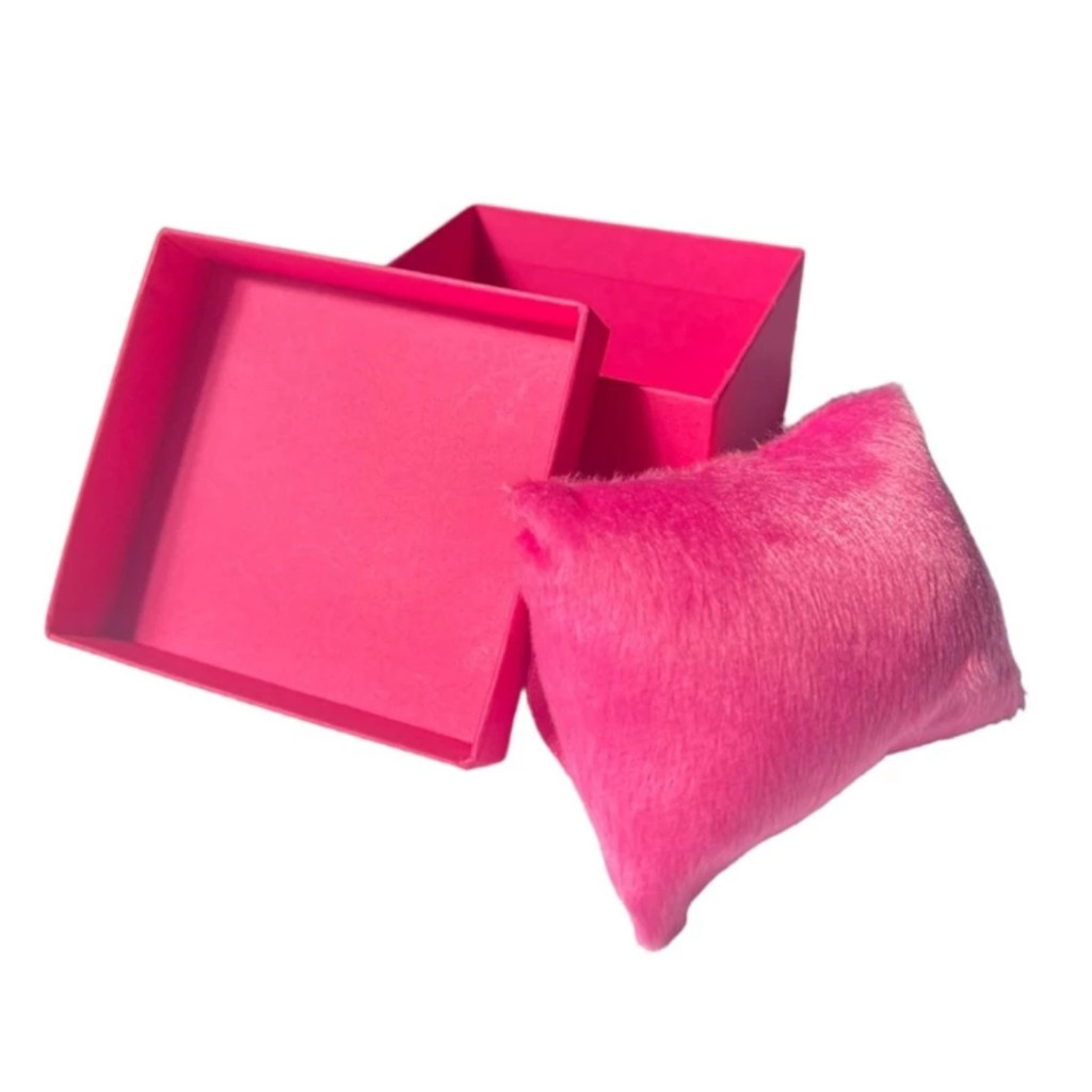 Caixinha Porta Relógio Rosa Estojo Com Almofada Presente Feminino Embalagem Armazenamento Organizador Luxo