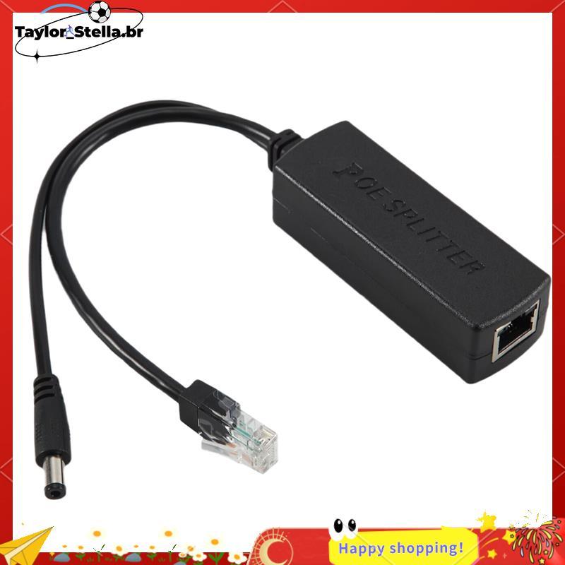 Gigabit Mini Divisor POE 10/100Mbps Saída DC 12V Power over Ethernet IEEE 802.3af Para IP Veio Preto
