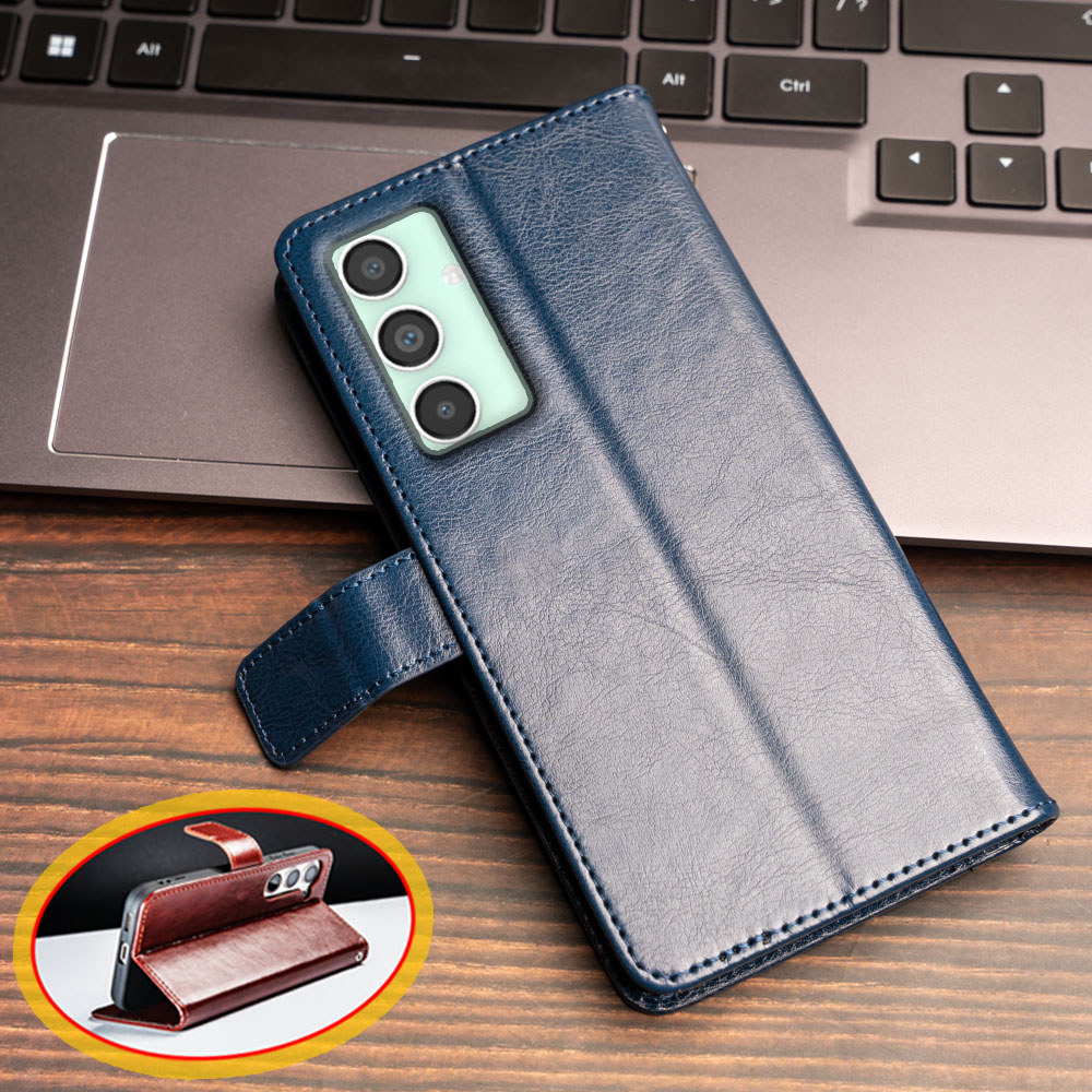 Para Samsung Galaxy M55 C55 F55 5G Vintage Clássico Couro Carteira Caso Flip Not