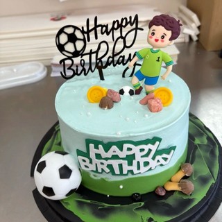 Tema de futebol decoração de bolo de aniversário infantil jogando futebol menino Plug-In de borracha macia cartão de coz