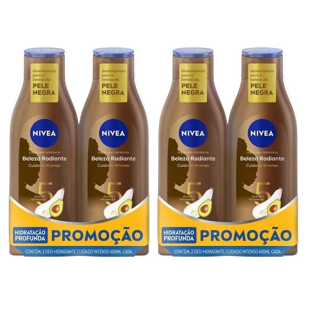 Kit 2 Deo Hidratante Nivea Beleza Radiante Cuidado Intenso Pele Negra Hidratacao Profunda 2 Unidades com 400ml Cada