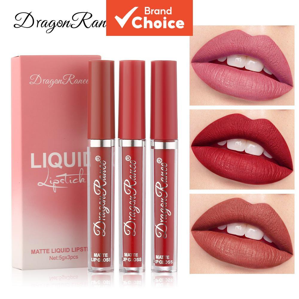 DRAGON RANEE Conjunto De 3 Peças De Brilho Labial Esmalte Fácil De Colorir E Não Desbota , Batom Essencial Para Iniciant