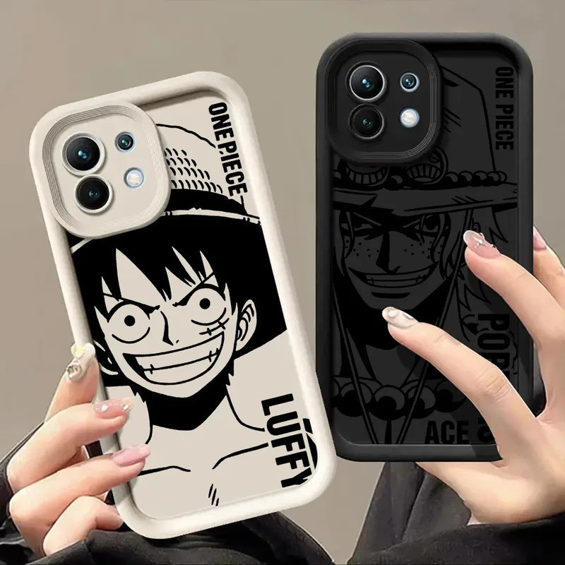 Capa de Telefone Macia Luffy Ace Sabo Manga One Piece para Xiaomi 15T 14T 13T Pr