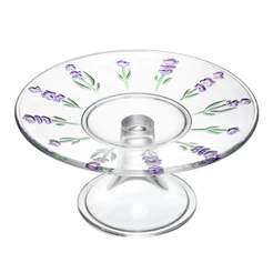 Boleira de Cristal Prato para Bolo Lavanda Hand Painting 19cm - Lyor