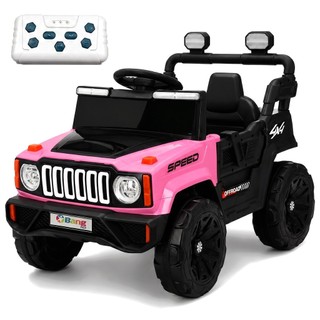 Carro Jipe Mud Force Elétrico 12V Rosa Off Road Infantil Controle Remoto Menina Bang Toys