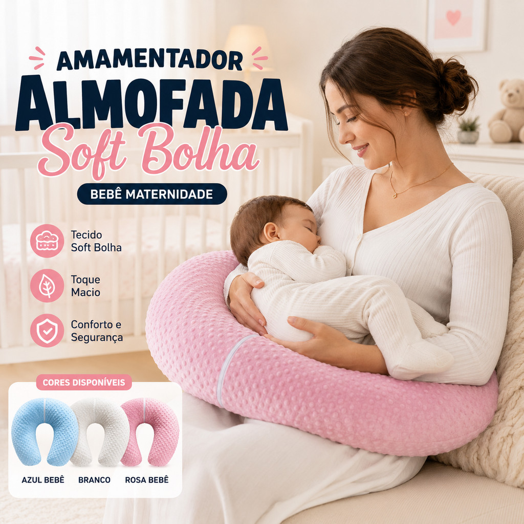 Almofada de Amamentação Soft Bolha Amamentador Bebê Maternidade