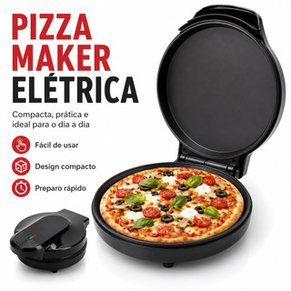 Pizza Maker Elétrica Maquina de Pizza Forno Elétrico Assadeira Elétrica Aquecimento Superior e Inferior Antiaderente