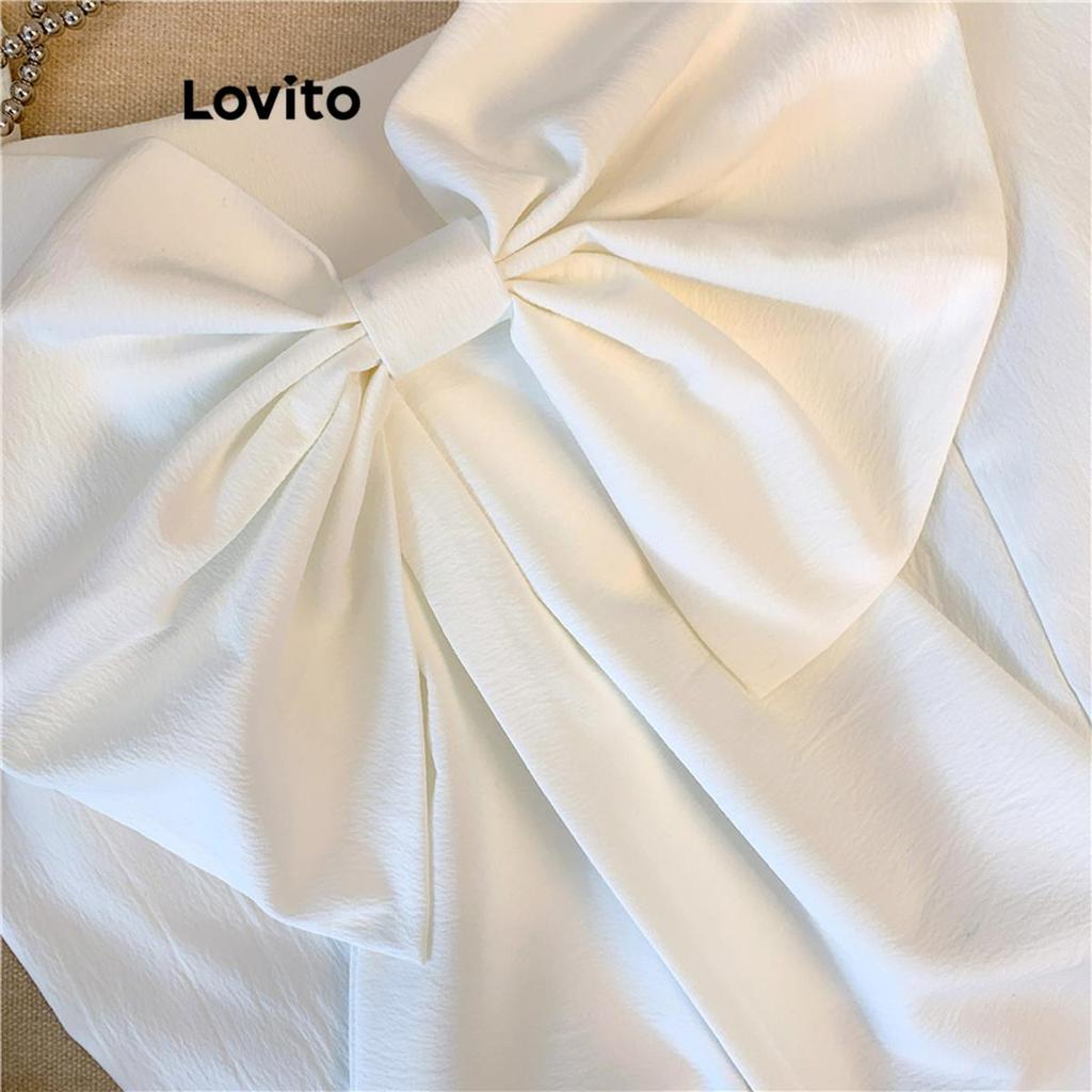 Lovito Férias Regata Casamento Delicada Com Laço Lisa Para Mulheres LNA65225 — imagem 2 de 2